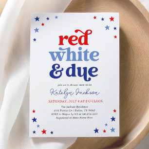 Red White and Due 4th of July Baby Shower Invitation