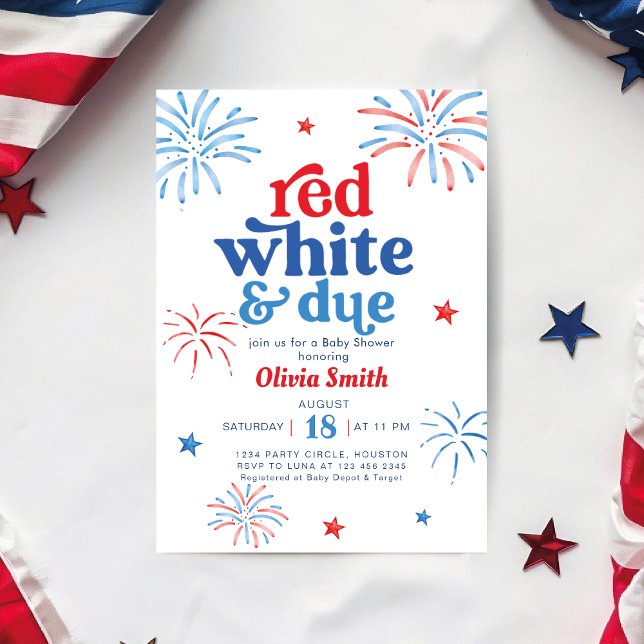 Red White and Due 4th of July Baby shower Invitation (Creator Uploaded)