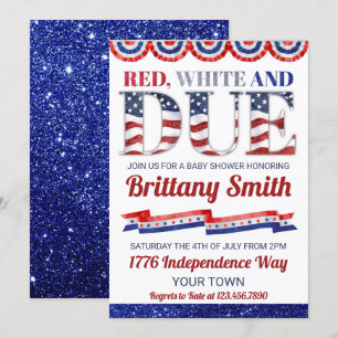 Red White And Due 4th of July Baby Shower Invitation