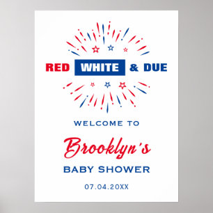 Red White And Due 4th Of July Baby Shower Welcome Poster