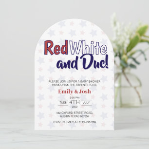 Red White and Due 4th of July Co ed Baby Shower   Invitation