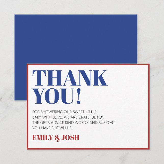 Red White and Due 4th of July Patriotic  Thank You Card (Front/Back)