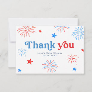Red White and Due 4th of July Patriotic Thank You  Card