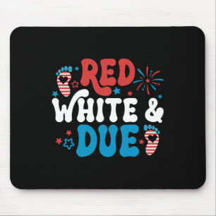 Red White And Due 4th Of July Pregnancy Announceme Mouse Mat