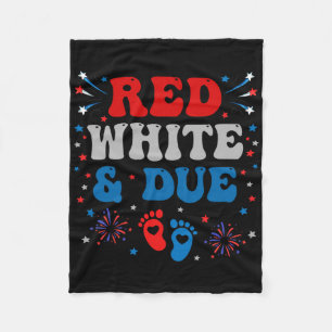 Red White And Due 4th Of July Pregnancy Dress Fleece Blanket