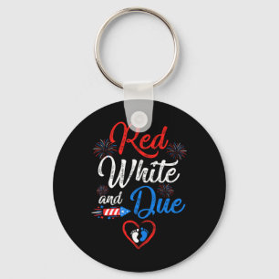 Red White And Due 4th Of July Pregnancy Independen Key Ring