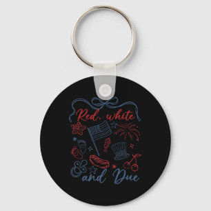 Red White And Due 4th Of July Pregnancy Summer Usa Key Ring