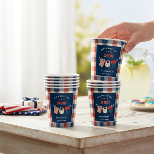 Red White and Due Baby Clothesline Americana Baby Paper Cups