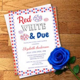 Red, White and Due Baby Shower Acrylic Invitations