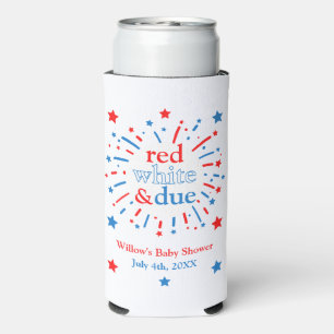 Red White and Due Baby Shower Can Coolers