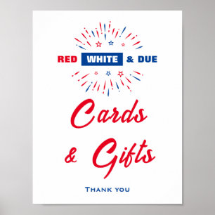 Red White And Due Baby Shower Cards And Gifts Sign