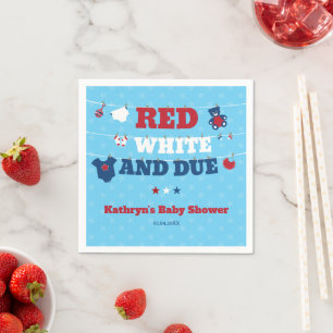 Red White and Due Baby Shower Clothesline July 4th Napkin