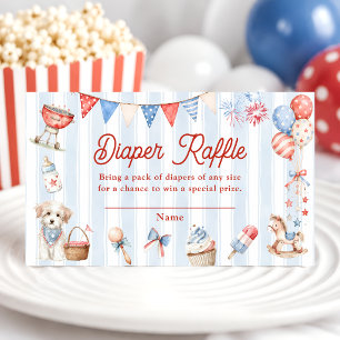 Red White and Due Baby Shower Diaper Raffle Enclosure Card