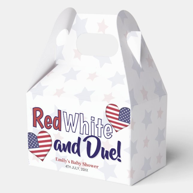 Red White and Due Baby Shower Favour Box (Front)