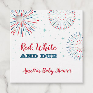 Red, White and Due Baby Shower Favour Tag