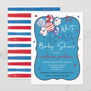 Red White and Due Baby Shower Invitation