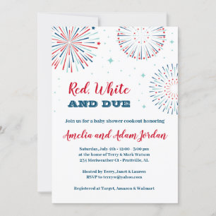 Red, White and Due Baby Shower Invitation