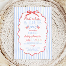 Red White and Due Baby Shower Invitation
