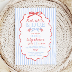 Red White and Due Baby Shower Invitation