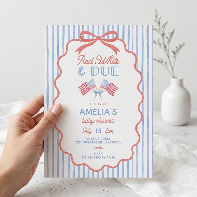 Red White and Due Baby Shower Invitation (Creator Uploaded)