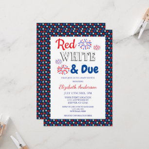 Red, White and Due Baby Shower Invitation