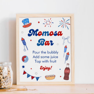 Red White and Due Baby Shower Momosa Bar Poster