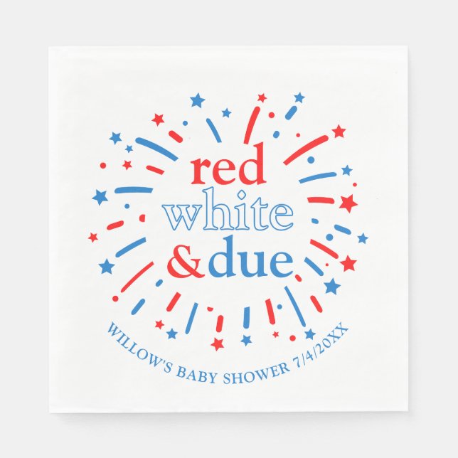 Red White and Due Baby Shower Napkins (Front)