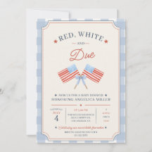 Red White and Due Baby Shower Patriotic American 