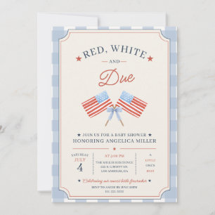 Red White and Due Baby Shower Patriotic American  Invitation