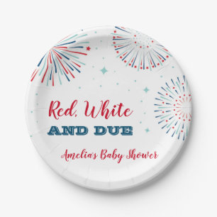 Red, White and Due Baby Shower Plates