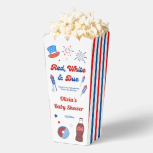 Red, White and Due Baby Shower Popcorn Favour Box