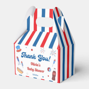 Red, White and Due Baby Shower Thank You Favour Box