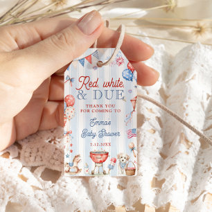 Red White and Due Baby Shower Thank You Gift Tags