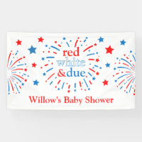 Red White and Due Baby Shower Vinyl Banner