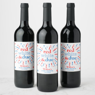 Red White and Due Baby Shower Wine Snack Labels