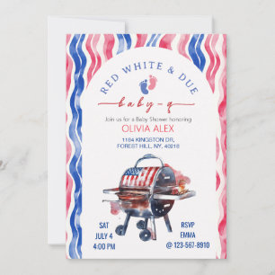 Red white and due babyq 4th july baby shower invitation