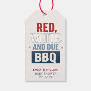 Red White and Due BBQ Baby Shower Gift Tags