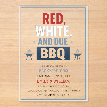 Red White and Due BBQ Baby Shower Invitation