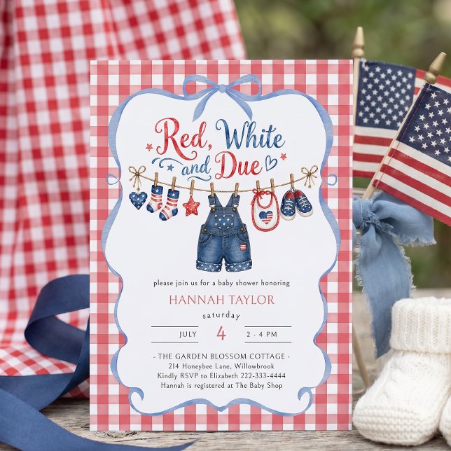 Red White and Due Boy Baby Shower Invitation (Creator Uploaded)