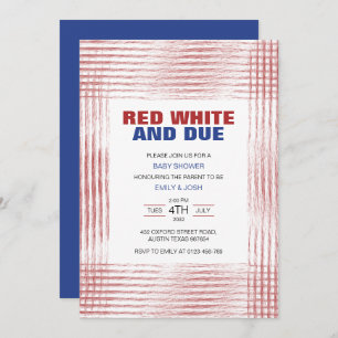 Red White and Due Chequered Art  Invitation