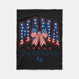 Red White And Due Cute Patriotic Mama Pregnancy Fleece Blanket