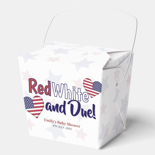 Red White and Due Independence Baby Shower  Favour Box (Front)