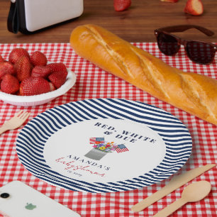 Red White and Due Patriotic Baby Shower Paper Plate