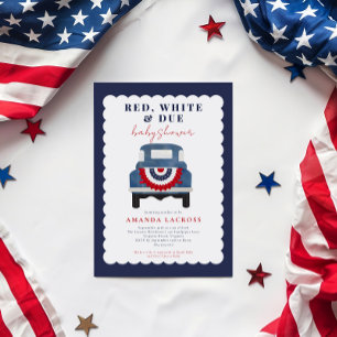 Red White and Due Patriotic Baby Shower  Postcard