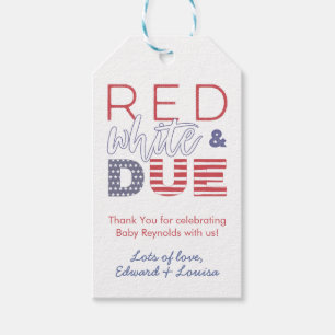 Red White And Due Patriotic July 4th Baby Shower Gift Tags