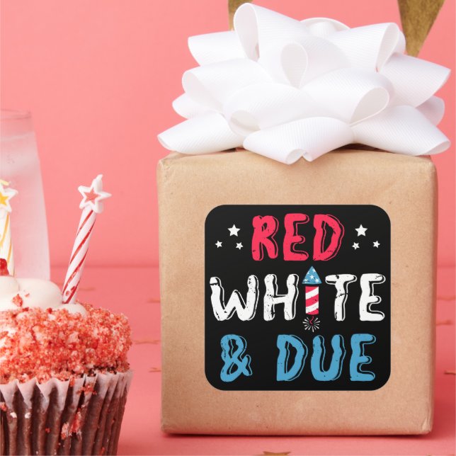 Red White And Due, Pregnancy Announcement Gifts Square Sticker (Party)
