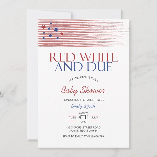Red White and Due USA Flag Baby Shower  Invitation (Front)