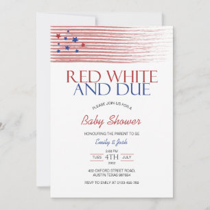 Red White and Due USA Flag Baby Shower  Invitation