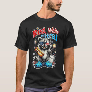 Red White And Feral 4th Of July Racoon Hot Dog Am T-Shirt
