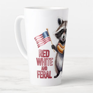 Red White And Feral And Free Racoon Latte Mug